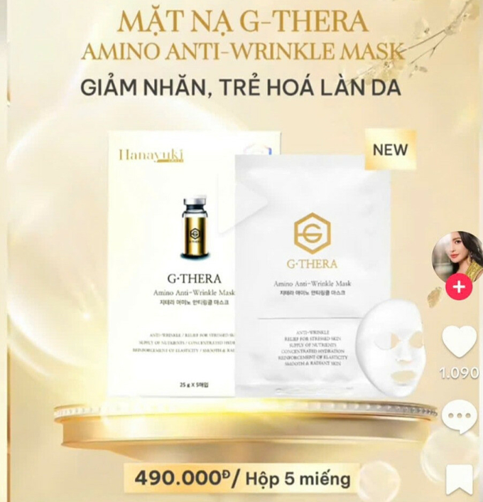 Mặt nạ do Đoàn Di Băng quảng cáo bị thu hồi. Ảnh chụp màn hình