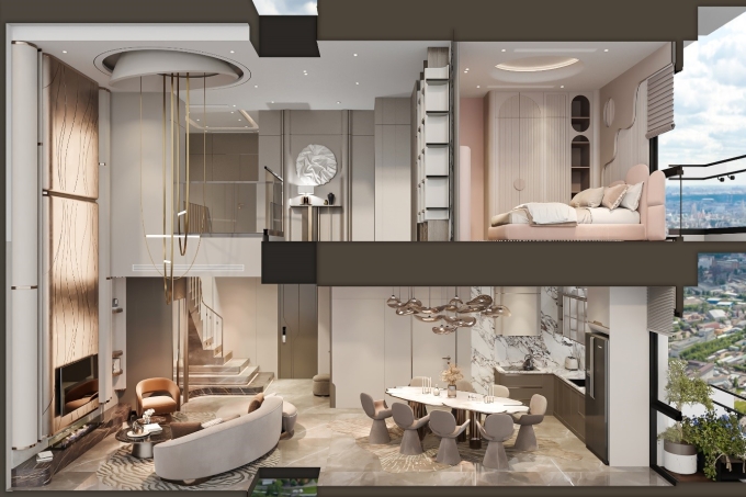 Duplex sở hữu hai tầng riêng biệt với hai lối vào độc lập