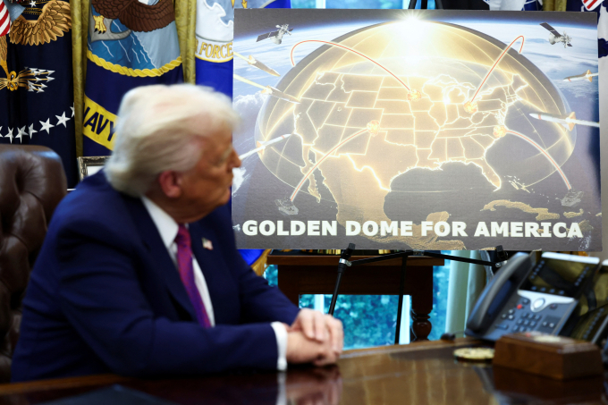 Tổng thống Mỹ Donald Trump thông báo về dự án Vòm Vàng tại Nhà Trắng ngày 20/5. Ảnh: Reuters