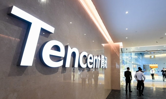 Tencent, nhà điều hành ứng dụng nhắn tin lớn nhất Trung Quốc WeChat, đã dự trữ lượng chip AI khá lớn. Ảnh: Xinhua