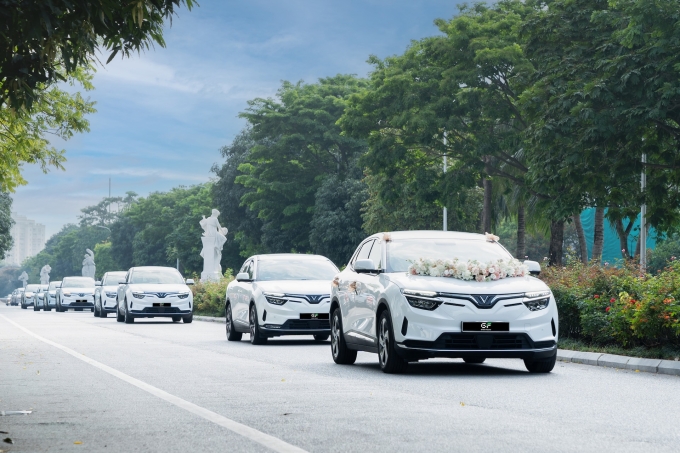 Dòng xe VinFast được sử dụng phục vụ lễ cưới. Ảnh: VinFast