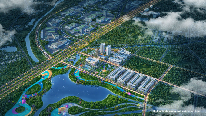 Phối cảnh dự án ở vị trực diện trục cao tốc Hà Nội - Bắc Giang. Ảnh: The Metropolitan