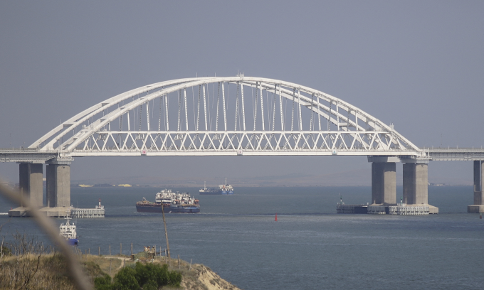 Một đoạn cầu Crimea trong ảnh chụp tháng 7/2023. Ảnh: AFP