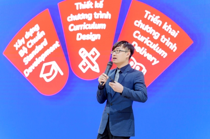 Ông Nguyễn Trung Dũng phát biểu tại sự kiện công bố chương trình. Ảnh: VinSchool