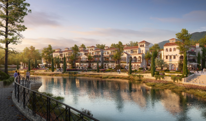 Cảnh quan được thiết kế theo phong cách Địa Trung Hải tại Valley Town. Ảnh: BIM Land