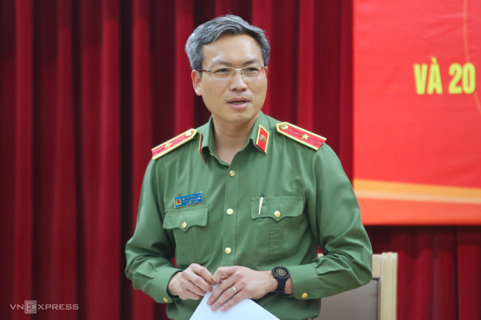 Thiếu tướng Nguyễn Quốc Toản tại một cuộc họp báo. Ảnh: Phạm Dự