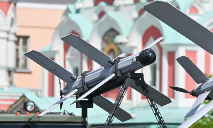 UAV Lancet tại lễ Duyệt binh Chiến thắng ở Moskva hôm 9/5. Ảnh: RIA Novosti