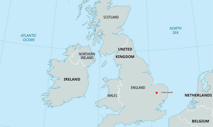 Vị trí căn cứ Lakenheath. Đồ họa: Britannica