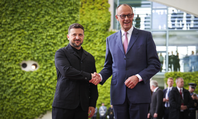 Tổng thống Ukraine (trái) và Thủ tướng Đức tại Berlin hôm 28/5. Ảnh: Văn phòng Tổng thống Ukraine
