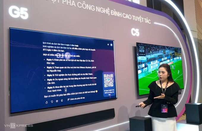 Copilot trả lời câu hỏi của người dùng trên TV LG. Ảnh: Tuấn Hưng