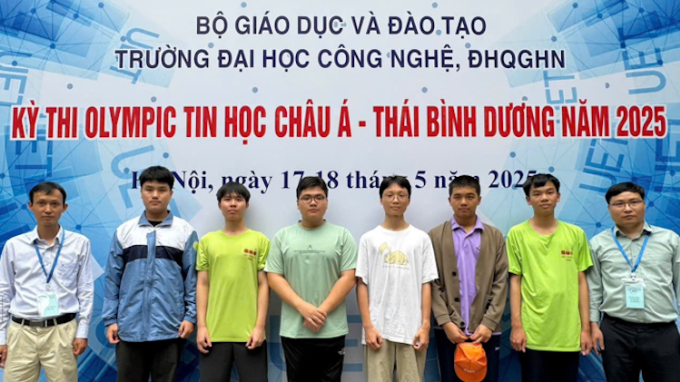 6 học sinh Việt Nam tham gia xét giải Olympic Tin học châu Á Thái Bình Dương 2025. Ảnh: MOET