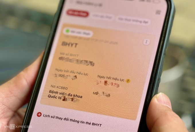Thẻ BHYT điện tử tích hợp trên ứng dụng VNeID. Ảnh: Hồng Chiêu