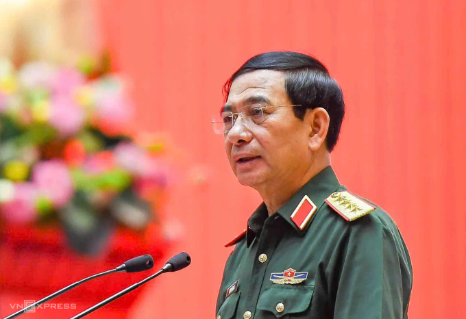 Đại tướng Phan Văn Giang, Bộ trưởng Quốc phòng tại hội nghị sáng 26/5. Ảnh: Hồng Nguyễn