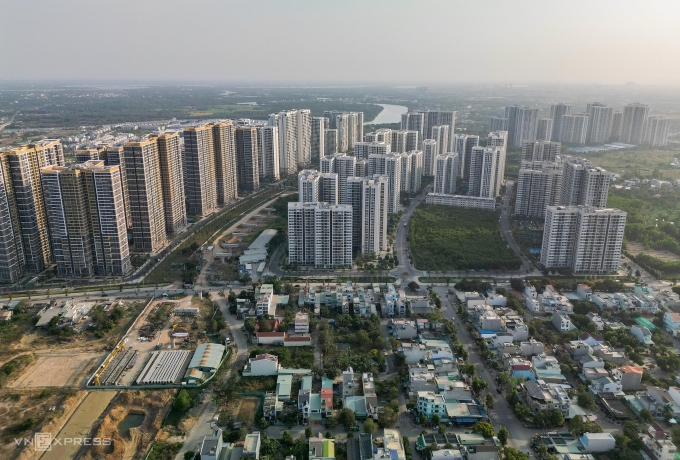 Các dự án căn hộ chung cư tại khu Đông TP HCM, tháng 2/2025. Ảnh: Quỳnh Trần