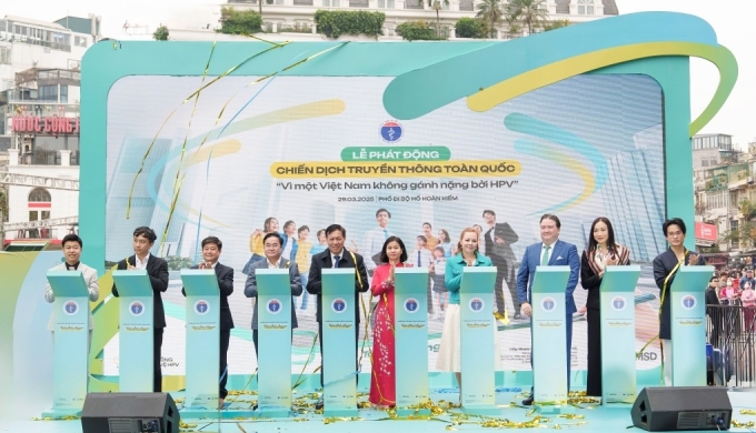 Lễ khai mạc chiến dịch truyền thông Vì một Việt Nam không gánh nặng bởi HPV nhằm nâng cao nhận thức và kêu gọi phòng ngừa bệnh do HPV gây ra, ngày 29/3. Ảnh: Mai Thảo