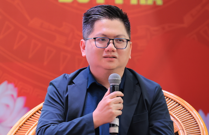 Thầy giáo Mai Thành Sơn tại tọa đàm. Ảnh: Ban tổ chức cung cấp