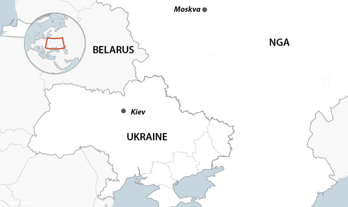 Vị trí Kiev và Moska. Đồ họa: AP