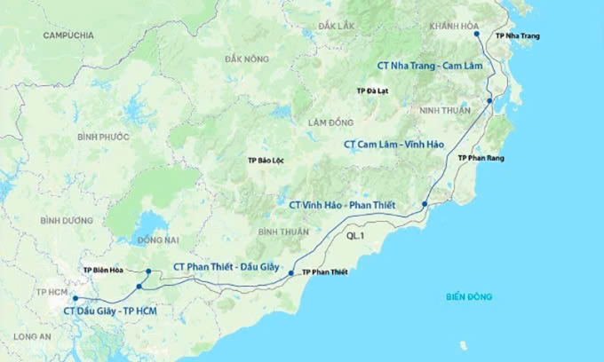 Cao tốc Vĩnh Hảo - Phan Thiết là một trong 5 đoạn kết nối TP HCM với Nha Trang. Ảnh: Khánh Hoàng