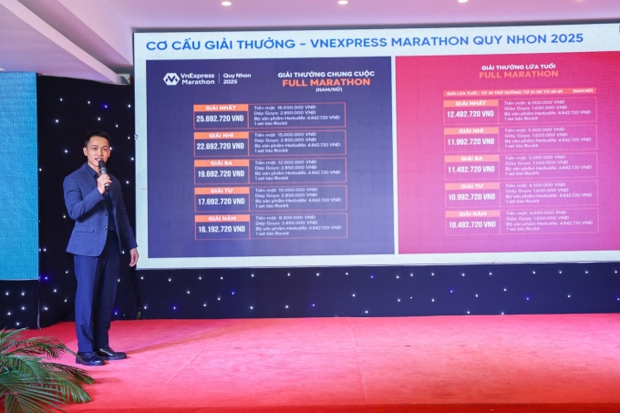 Đại diện ban tổ chức nêu những thông tin về giải như đường đua, giải thưởng, giờ thi đấu. Ảnh: Quỳnh Trần