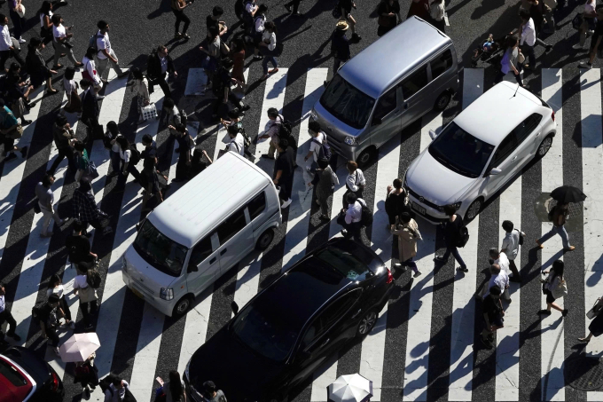 Giao lộ Shibuya nhìn từ trên cao. Ảnh: AP