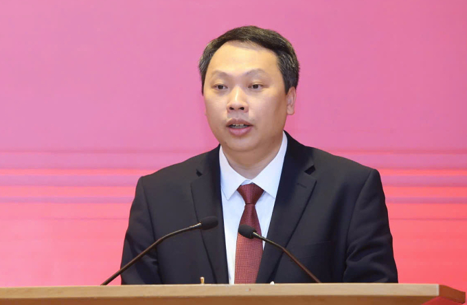 Ông Nguyễn Huy Dũng phát biểu tại buổi lễ công bố quyết định về nhân sự. Ảnh: Hoàng Phong