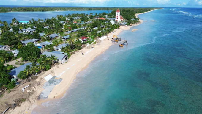 Một phần dự án thích ứng bờ biển tại Funafuti, Tuvalu. Ảnh: Dự án thích ứng bờ biển Tuvalu