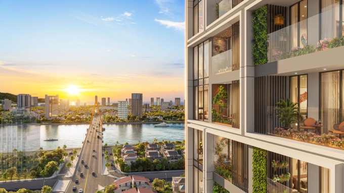 Thiết kế tối ưu tầm nhìn, hướng ra sông Hàn tại dự án. Ảnh phối cảnh minh họa Sun Property