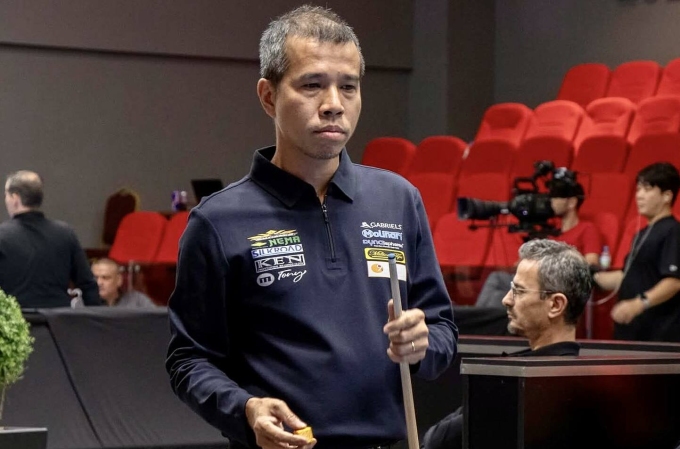 Trần Quyết Chiến ngược dòng để vào vòng knock-out World Cup billiards 3C Ankara 2025, hôm qua 13/6. Ảnh: Billiards