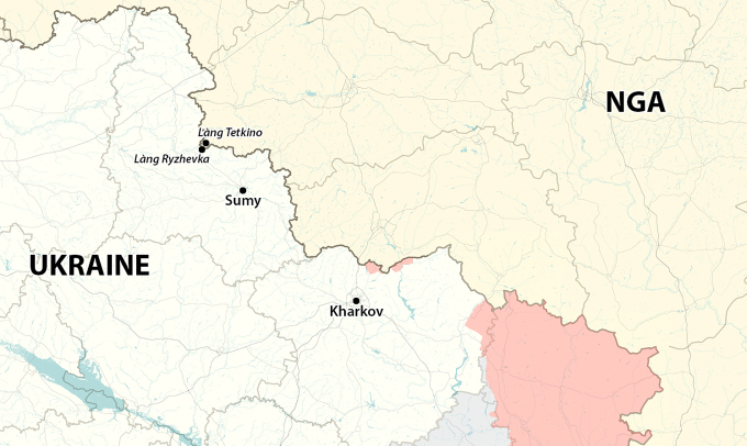 Vị trí thành phố Kharkov và Sumy. Đồ họa: RYV