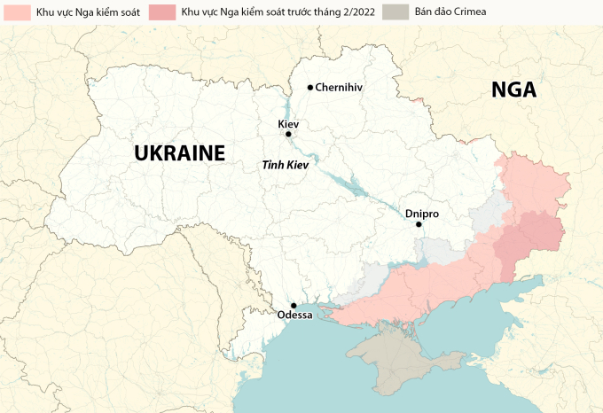 Vị trí một số đô thị tại Ukraine. Đồ họa: RYV