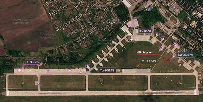 Căn cứ không quân chiến lược Dyagilevo ở tỉnh Ryazan trong ảnh chụp ngày 2/6. Ảnh: X/AviVector, Planet Labs