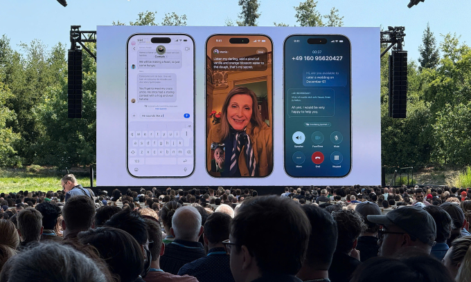 Khung cảnh sự kiện WWDC 2025, giới thiệu hệ điều hành 26 cùng tính năng Live Translation mới. Ảnh: Tuấn Hưng