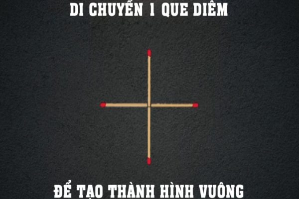 Đố vui: Di chuyển 1 que diêm tạo hình vuông!