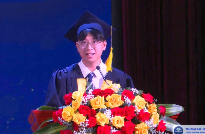 Phương phát biểu trong lễ tốt nghiệp ngày 20/6. Ảnh: Nhân vật cung cấp