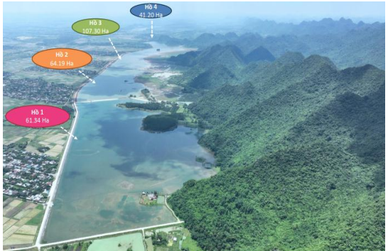 Vị trí phát triển khu du lịch nghỉ dưỡng sinh thái cao cấp hồ Yên Quang tại Nho Quan, Ninh Bình. Ảnh: ĐTM dự án