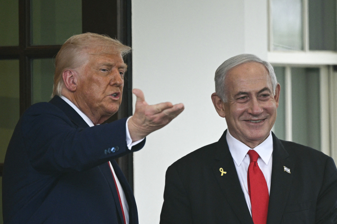 Tổng thống Mỹ Donald Trump (trái) và Thủ tướng Israel Benjamin Netanyahu tại Nhà Trắng ngày 7/4. Ảnh: AFP