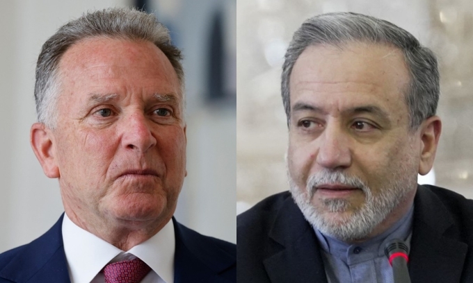 Đặc phái viên Tổng thống Mỹ về Trung Đông Steve Witkoff (trái) và Ngoại trưởng Iran Abbas Araghchi. Ảnh: AFP