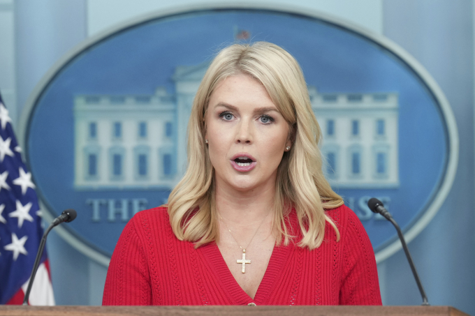 Thư ký báo chí Nhà Trắng Karoline Leavitt tại Washington ngày 29/5. Ảnh: AP