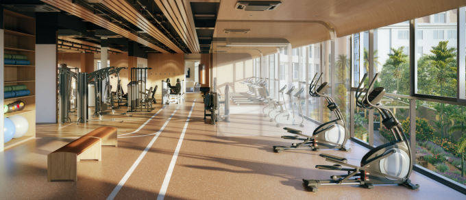 Phòng gym với nhiều trang thiết bị hiện đại dành cho các cư dân yêu thể thao tại Gem Park Ảnh: N.H.O