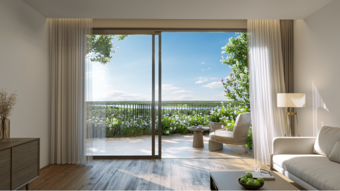 Các căn hộ 2-3 phòng ngủ đều được thiết kế có ban công vườn mây. Ảnh: Ecopark