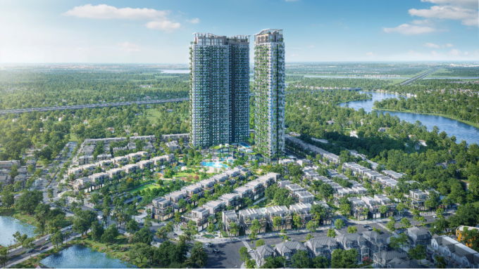 Phối cảnh phân khu Sky Retreat giữa không gian xanh. Ảnh: Ecopark