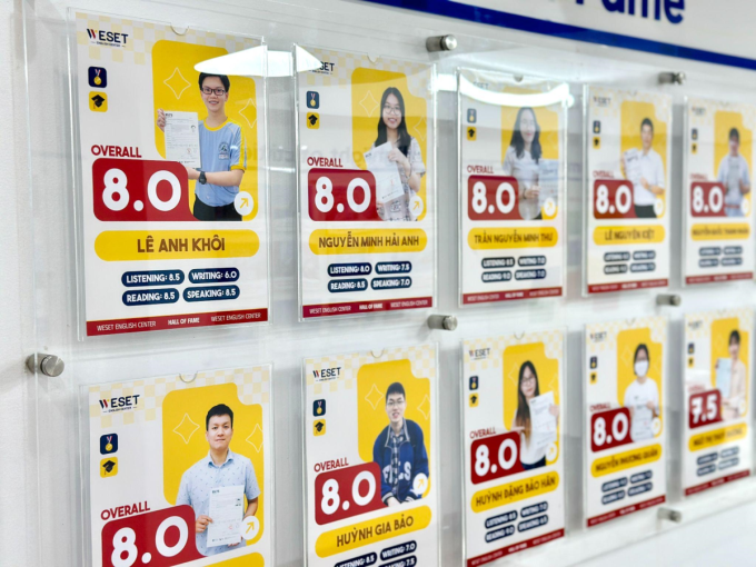 Các học viên tại WESET đạt IELTS 8.0, được vinh danh tại hệ thống. Ảnh: WESET