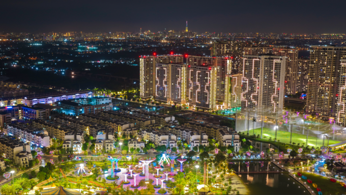 Masteri Centre Point và Lumière Boulevard nhìn từ trên cao. Ảnh: Masterise Homes