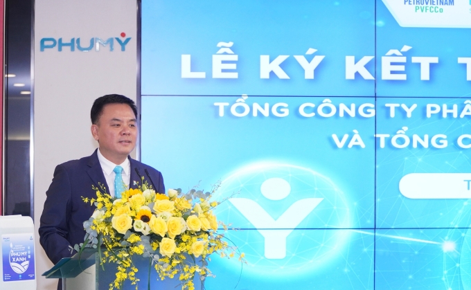 Ông Nguyễn Xuân Hòa - Chủ tịch HĐQT Phú Mỹ phát biểu tại lễ ký kết.