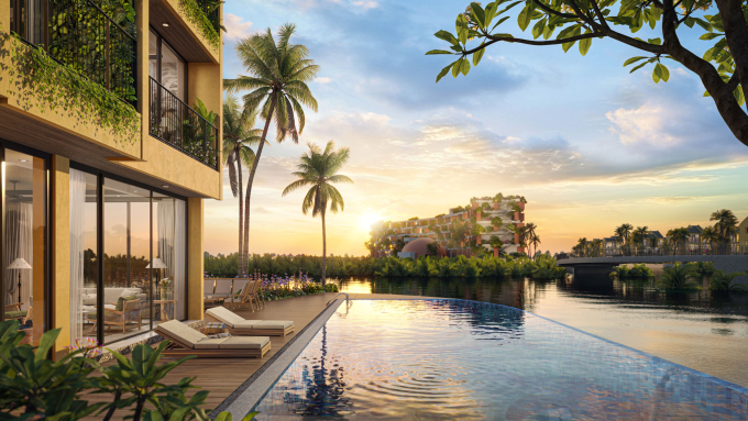 Dự án Casamia Balanca Hoi An có thiết kế hài hòa với thiên nhiên và đưa hệ thống kênh nước vào từng hiên nhà.