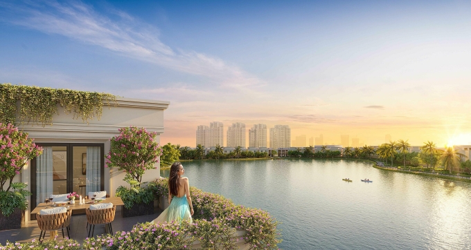 Phối cảnh biệt thự ven hồ của dự án. Ảnh: Vinhomes