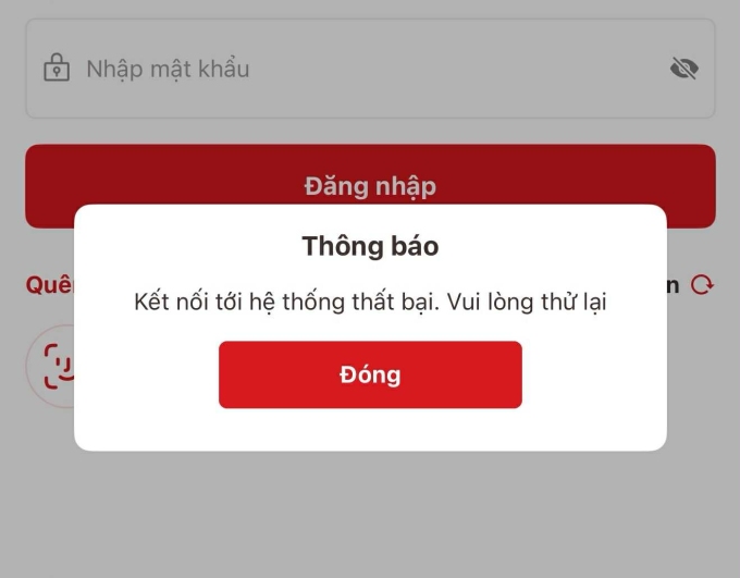 VNeID liên tục báo lỗi kết nối do quá tải truy cập. Ảnh chụp màn hình