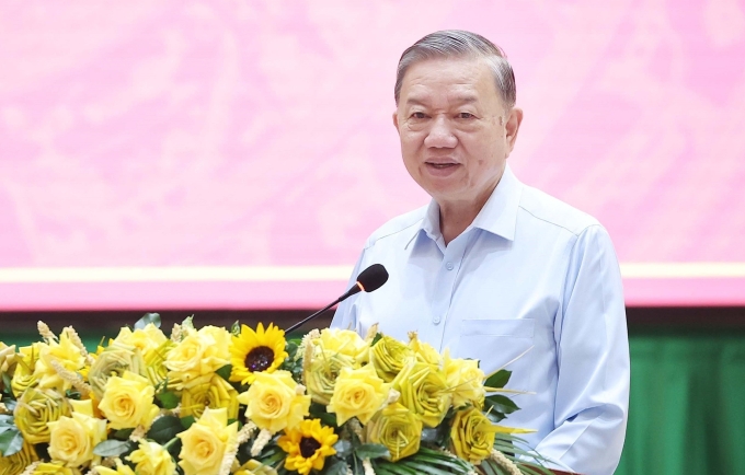 Tổng Bí thư Tô Lâm phát biểu chỉ đạo tại buổi làm việc. Ảnh: TTXVN