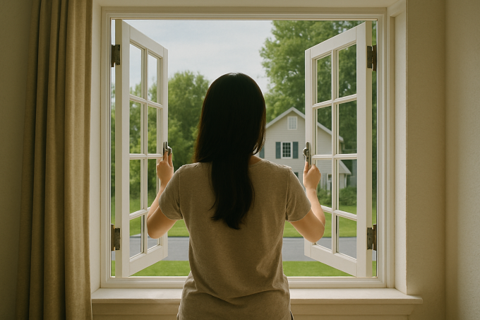 Thường xuyên mở cửa sổ để giúp không khí trong nhà được lưu thông. Ảnh tạo bởi AI