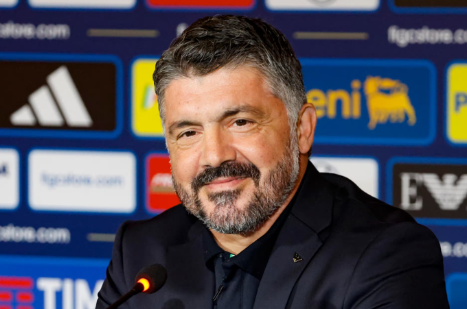 Gennaro Gattuso trong buổi ra mắt. Ảnh: EPA